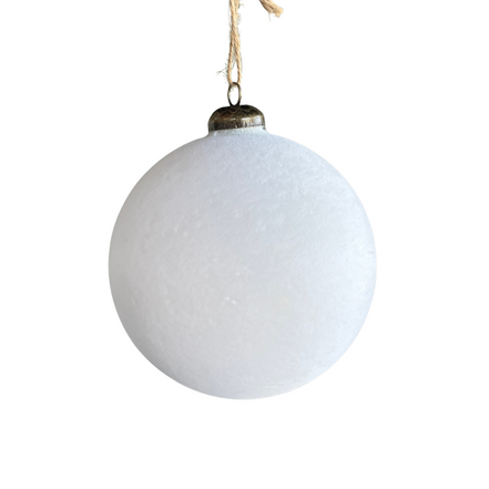 Glob din sticlă alb mat catifelat, 12 cm