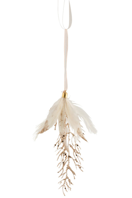 Decoratiune ingeras alb cu glier auriu 18cm