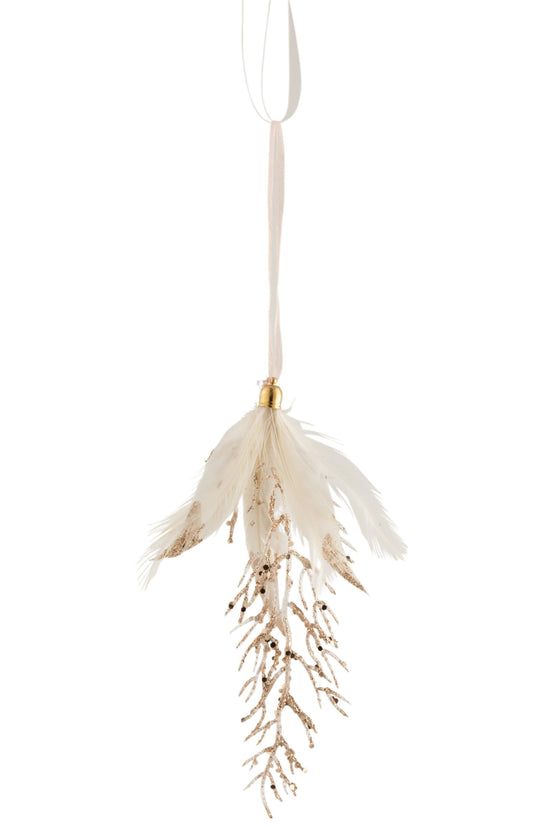 Decoratiune ingeras alb cu glier auriu 18cm
