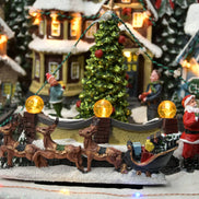 Scena cu centrul satului decorat de Craciun 44x25,5x23cm