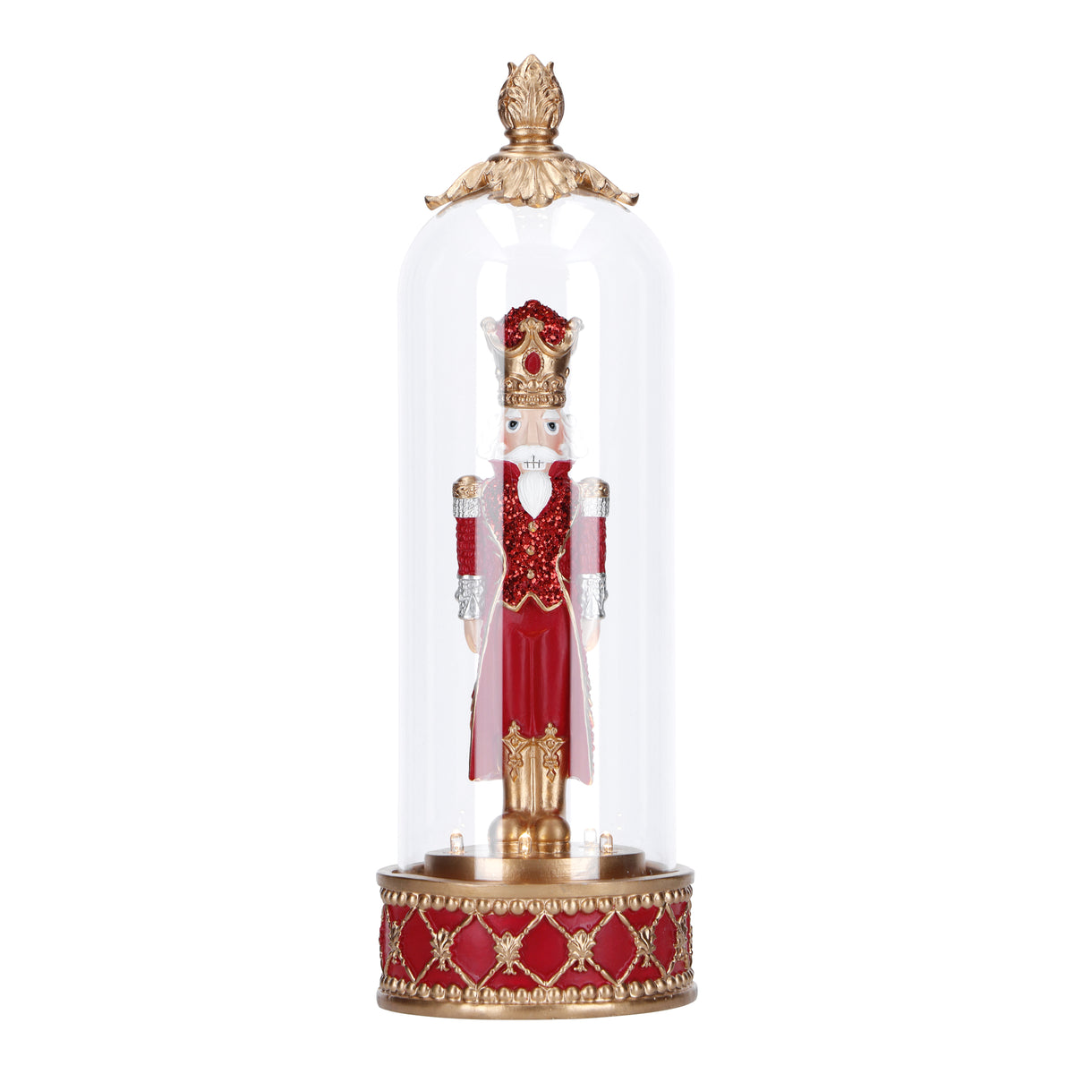 Spărgător de nuci în cupolă decorativă, roșu/auriu, 33cm