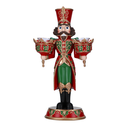Spărgător de nuci decorativ cu suporturi pentru lumânări, roșu, 45,5 cm