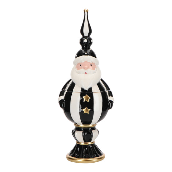 Bomboniera decorativa Moș Crăciun, ceramică, negru/alb, 47 cm