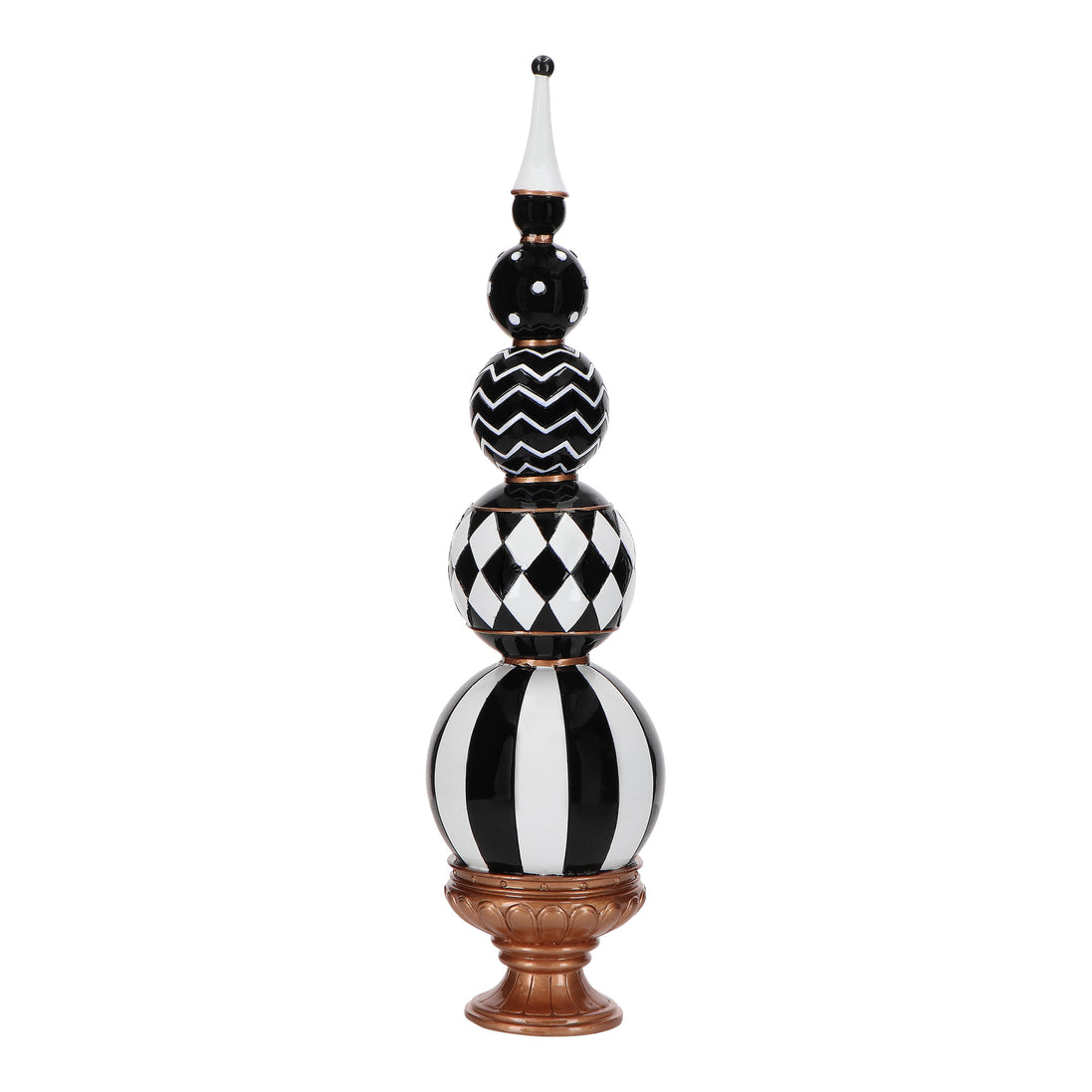 ORNAMENT DE CRACIUN DIN GLOBURI NEGRU/ALB/AURIU 40CM