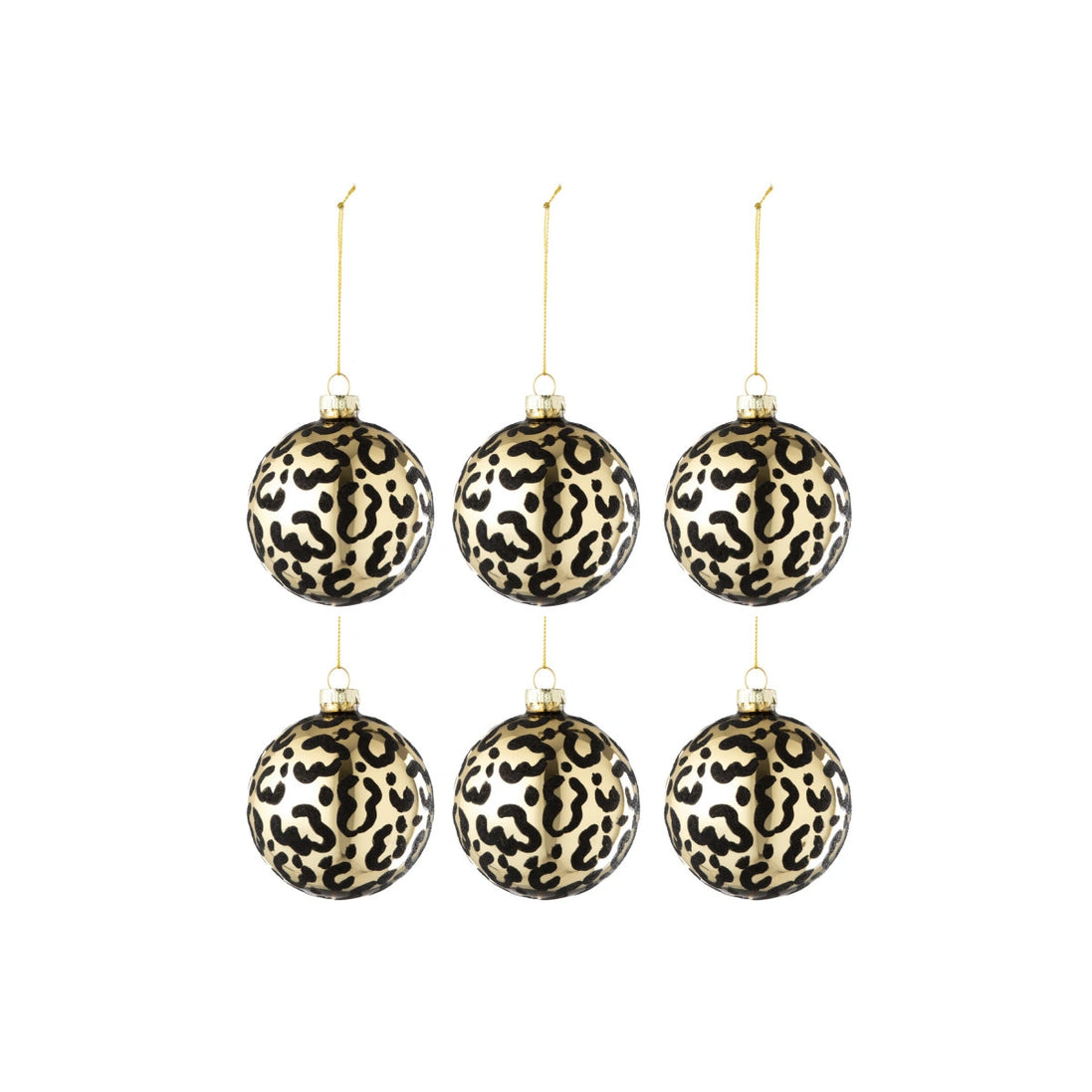 Set 6 globuri animal print negru/auriu 8cm