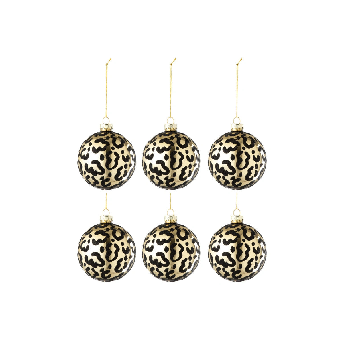 Set 6 globuri animal print negru/auriu 8cm