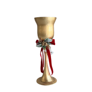 Paharnic decorativ cu suport pentru lumânare, auriu/roșu/verde, 30cm
