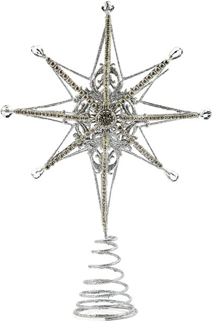 Varf de brad steaua nordului colectia jewel argintiu 34cm