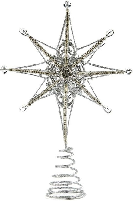 Varf de brad steaua nordului colectia jewel argintiu 34cm