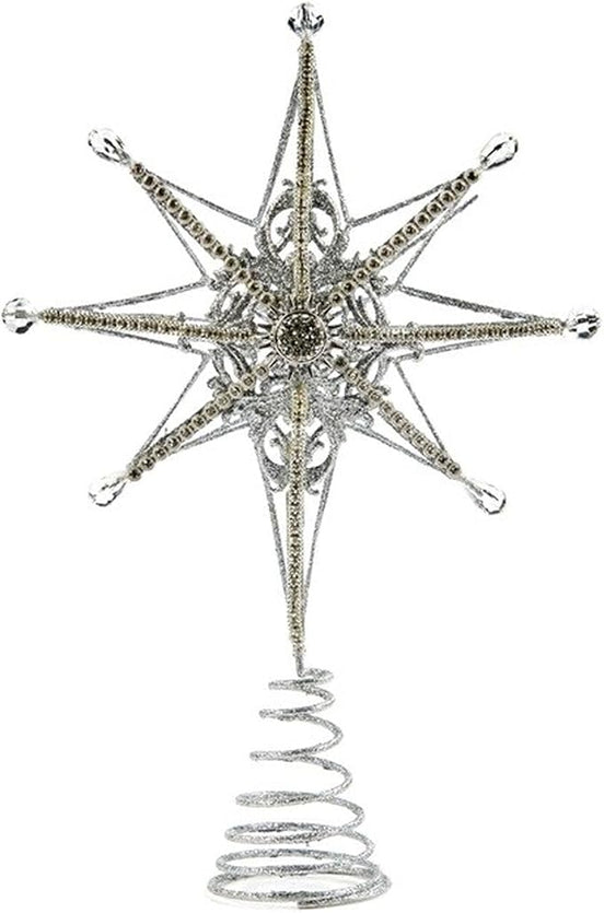 Varf de brad steaua nordului colectia jewel argintiu 34cm