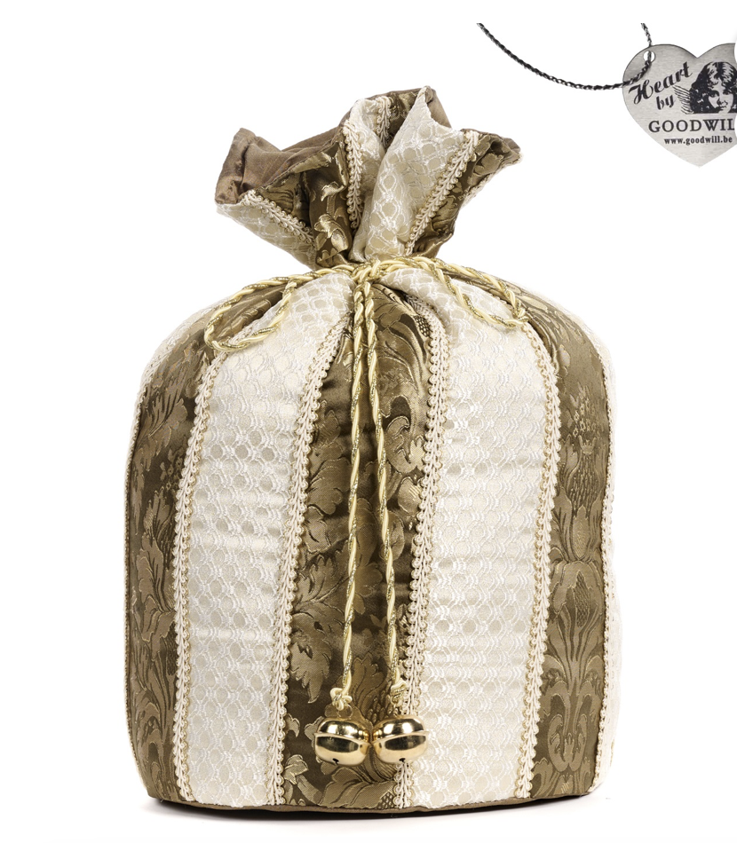 Sac decorativ de cadouri colectia Spargatorul de Nuci crem/auriu 42cm