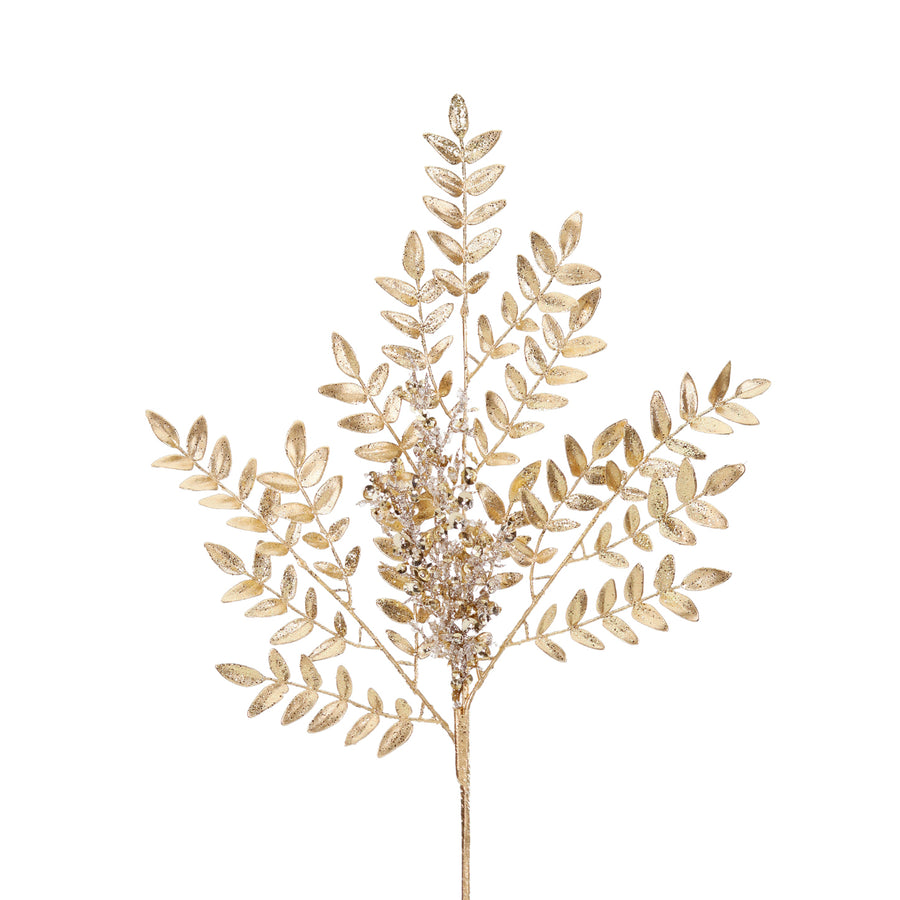 Ramură decorativa cu paiete efect metalic auriu / șampanie 61cm