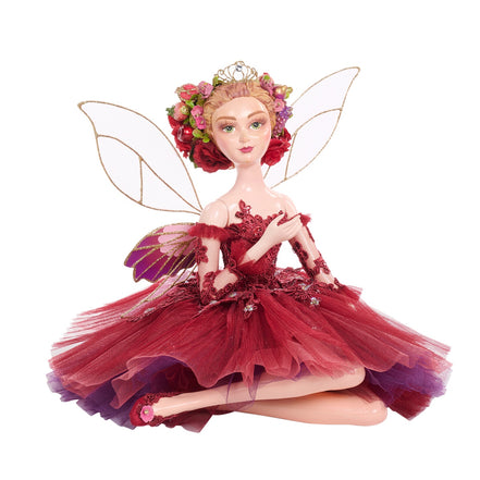 Păpușă decorativă zână Fairy Banquet, burgundy, 46 cm