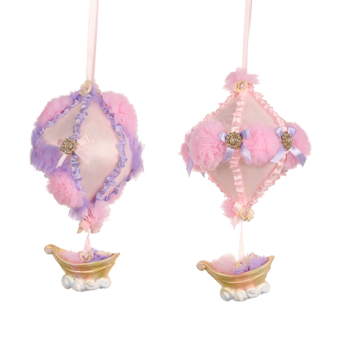 Set 2 globuri tip Balon cu aer cald roz/violet 19cm