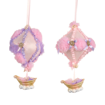 Set 2 globuri tip Balon cu aer cald roz/violet 19cm