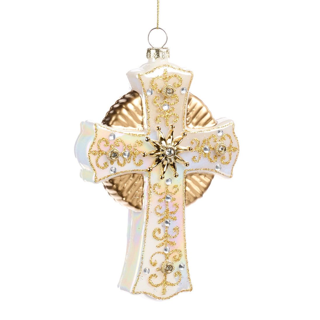Ornament Cruce crem/auriu 15cm