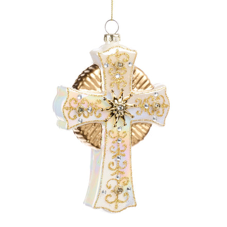 Ornament Cruce crem/auriu 15cm