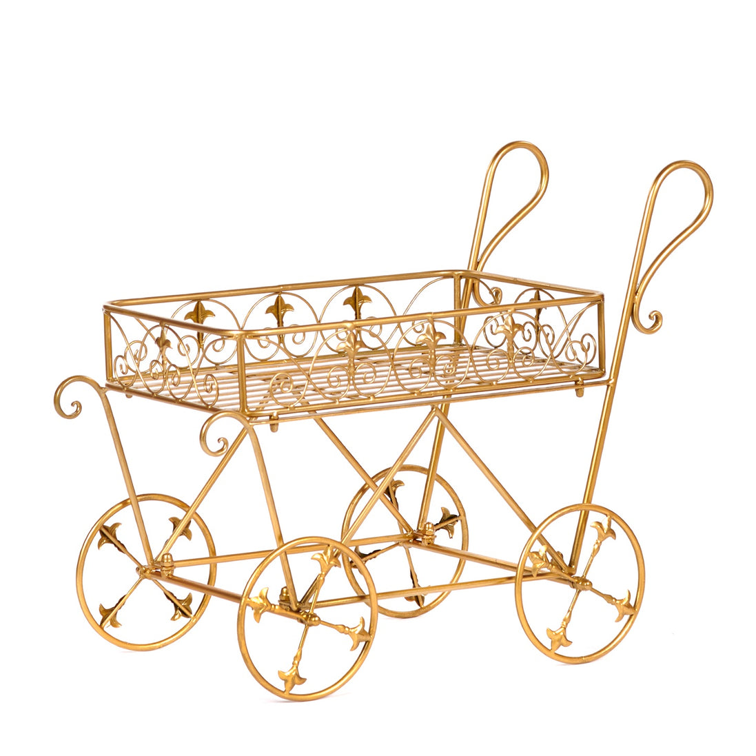 Cărucior Decorativ Metalic Auriu 67cm