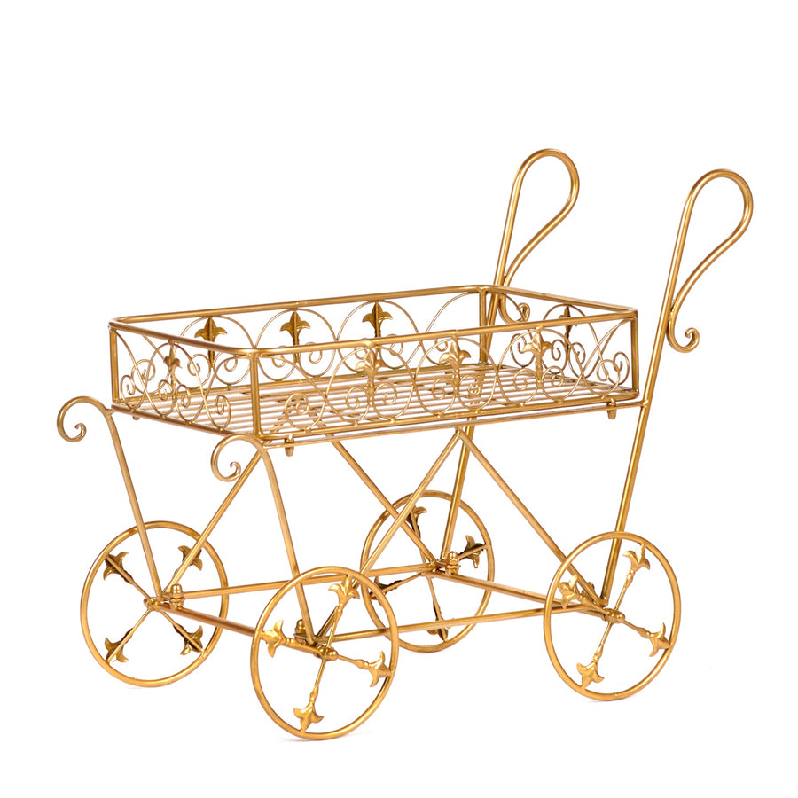 Cărucior Decorativ Metalic Auriu 67cm
