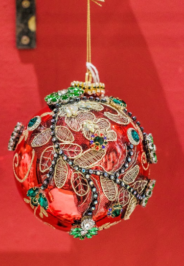 Glob ornamental Kings Jewel, roșu, 13 cm