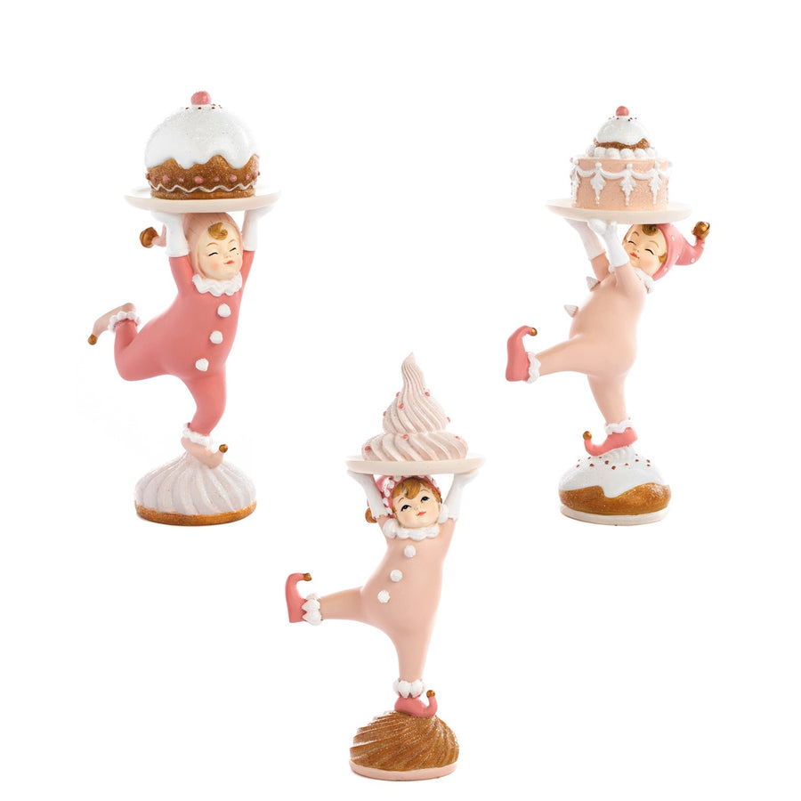 Set 3 figurine Candy Pixie cu tavă și prăjitură roz, 21,5 cm
