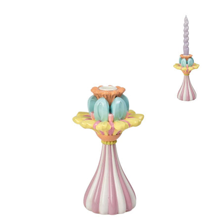 Suport de lumânare în formă de floare roz/albastru/galben/portocaliu 22cm
