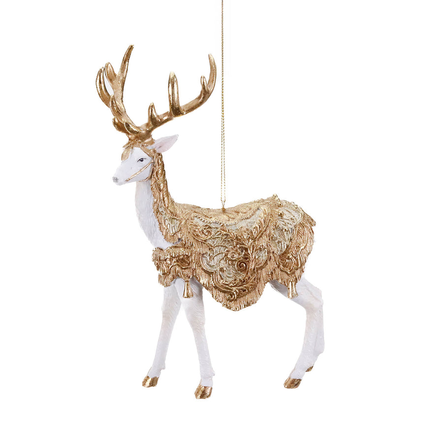 Ren regal cu șa, alb/auriu, 20cm