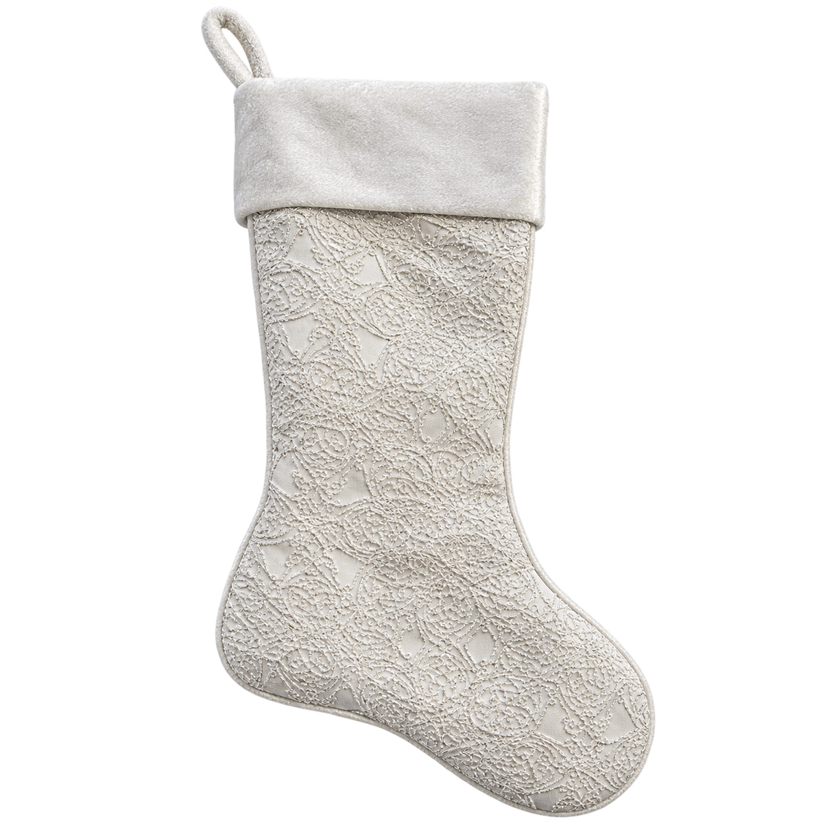 Soseta decorativa cu sclipici, alb/argintiu, 51 cm