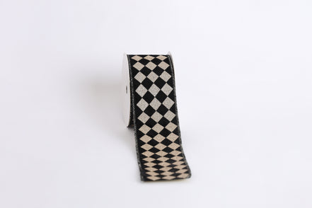 Panglică decorativă textilă tip arlekin, 6.3cm x 9m