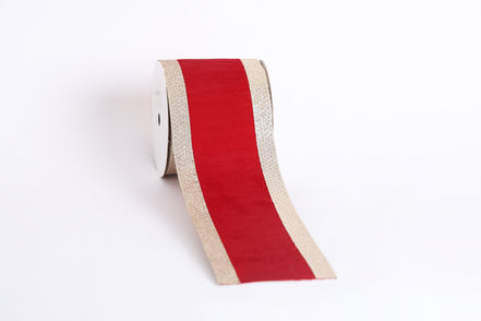 Panglică decorativă textilă cu margini strălucitoare, roșu, 10cm x 9m