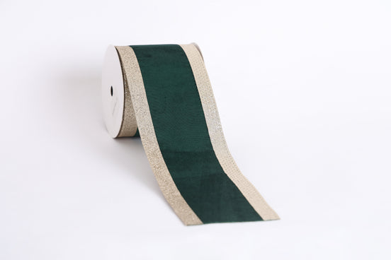 Panglică decorativă textilă cu margini strălucitoare, verde, 10cm x 9m