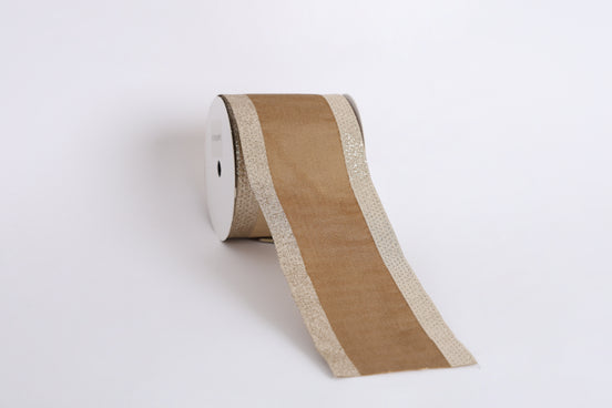 Panglică decorativă textilă cu margini strălucitoare, maro, 10cm x 9m