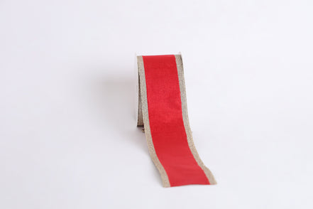 Panglică decorativă textilă cu margini strălucitoare, roșu, 6.3cm x 9m