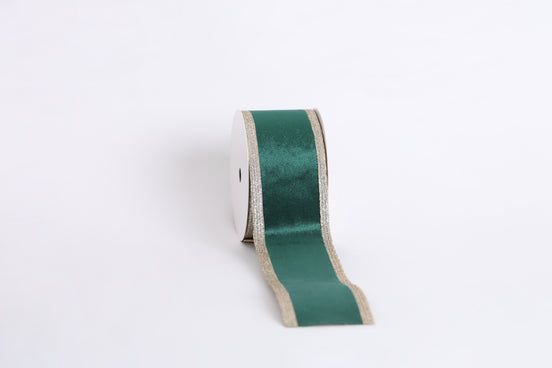Panglică decorativă textilă cu margini strălucitoare, verde, 6.3cm x9cm