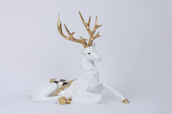 Figurină decorativă cerb, alb/auriu, 50cm
