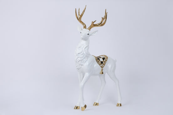 Figurină decorativă cerb, alb/auriu, 75.5cm