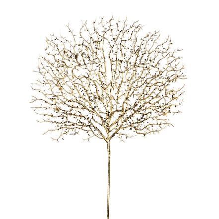 Ramura decorativa coral cu sclipici auriu 66cm