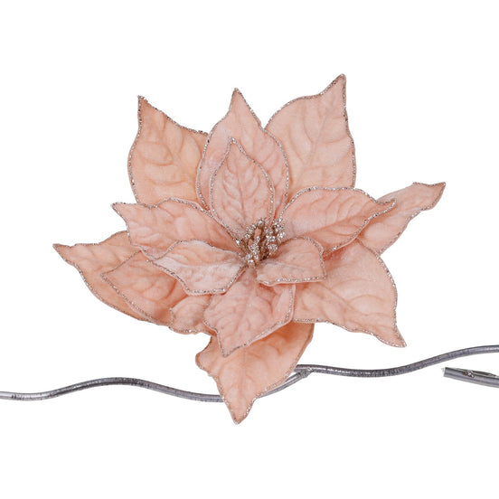 Crăciuniță din tesut cu sclipici pe clema, roz/nud 29cm
