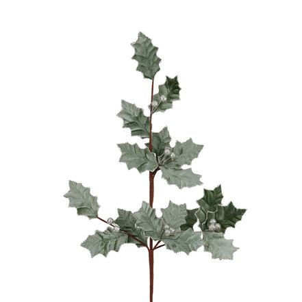 Ramură cu frunze si sclipici 83cm,verde/șampanie