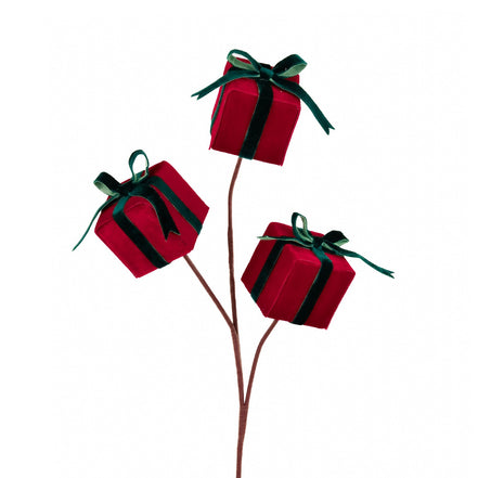 Creanguță decorativă cu cutii cadou, roșu/verde, 60 cm