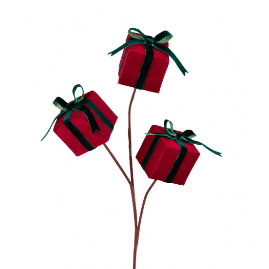 Creanguță decorativă cu cutii cadou, roșu/verde, 60 cm