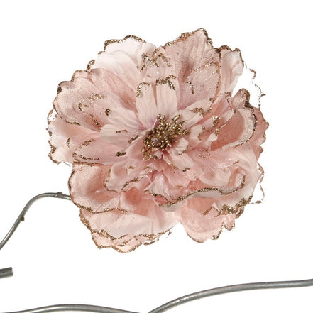 Bujori/peonia cu sclipici pe clema roz deschis 19cm