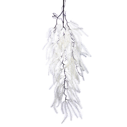 Ramură de amaranthus cu sclipici 92cm alb