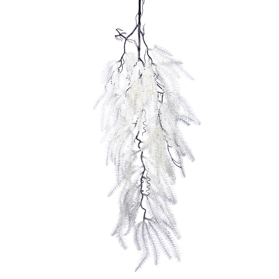 Ramură de amaranthus cu sclipici 92cm alb