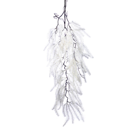 Ramură de amaranthus cu sclipici 92cm alb