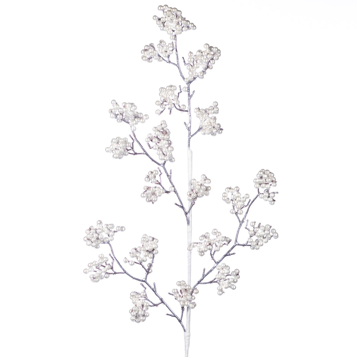 Ramură decorativă cu perle, alb, 80 cm