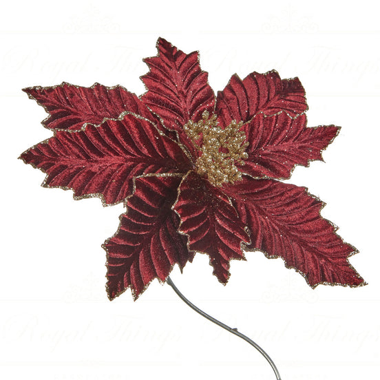 Set 2 Crăciunițe cu sclipici, pe clemă, bordo-auriu, 22 cm