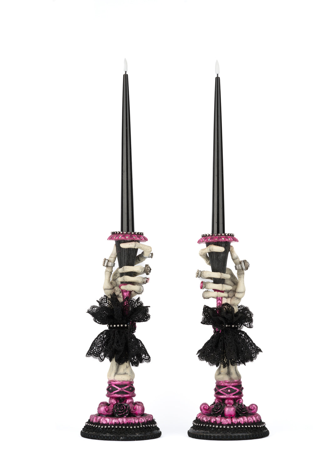 SET SUPORT LUMANARE CU LED IN FORMA DE MANA/SCHELET 55 CM