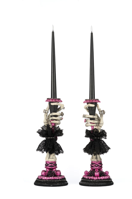 SET SUPORT LUMANARE CU LED IN FORMA DE MANA/SCHELET 55 CM
