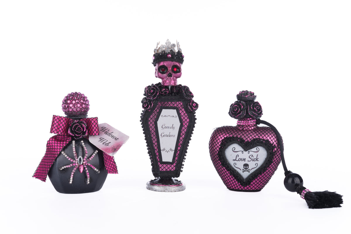 VANITY SET STICLUTE POTIUNE NEGRU/ROZ 18,5 CM
